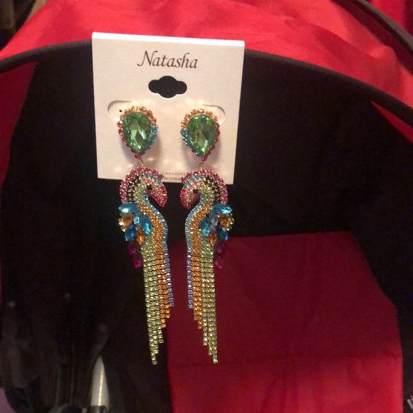 NEW Stunning Crystal Natasha Long Dangling Rhinestone Earrings - Picture 12 of 17